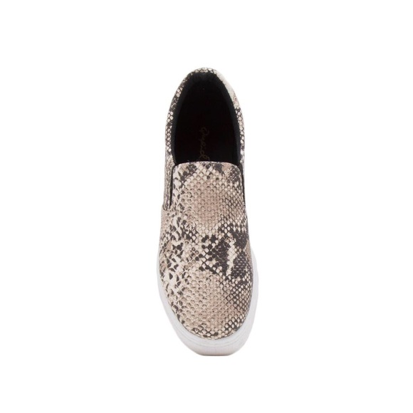 Beige Snakeskin Slip On Sneakers - Picture 5 of 5